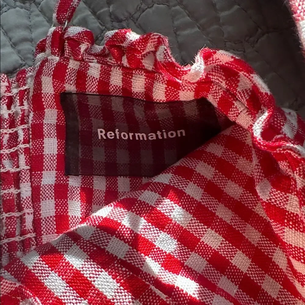 Reformation red gingham Ava mini dress size 2 - Picture 8 of 12